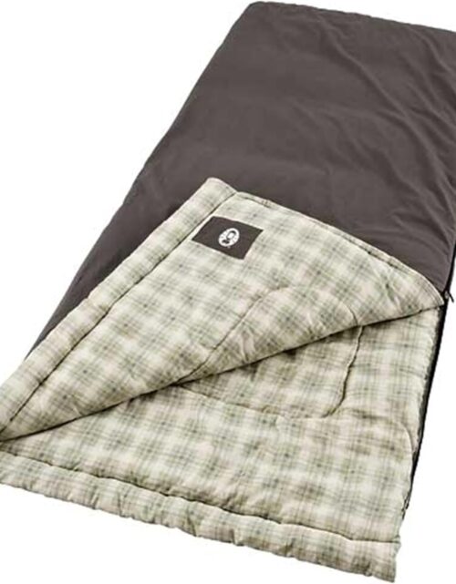 Coleman Heritage Big & Tall 10°F Flannel Sleeping Bag, XL Sleeping Bag Fits Adults up to 6ft 7in Tall, Machine Washable, Great for Camping, Hunting, Guests, & More