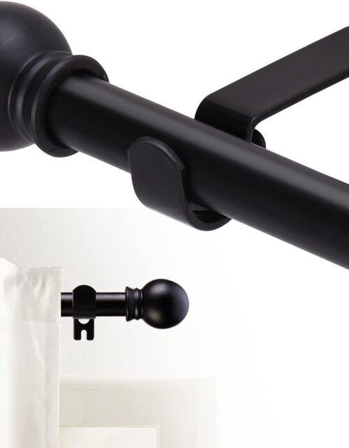 GXOACKJ Curtain Rods for windows 32-48 inch, 5/8 inch Decorative Curtain Rod Set, Matte Black Splicing Heavy Duty Metal Curtain Rod with Brackets