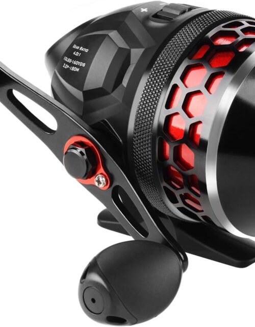 KastKing Brutus Spincast Fishing Reel,Easy to Use Push Button Casting Design,High Speed 4.0:1 Gear Ratio,5 MaxiDur Ball Bearings, Reversible Handle for Left/Right Retrieve, Includes Monofilament Line.