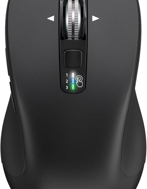 CITLLA Wireless Bluetooth Mouse (USB + BT1 + BT2), Full Size, 4-Way Scrolling, Multi-Device Silent Mouse for Computer, Laptop, iPad, MacBook (Black)