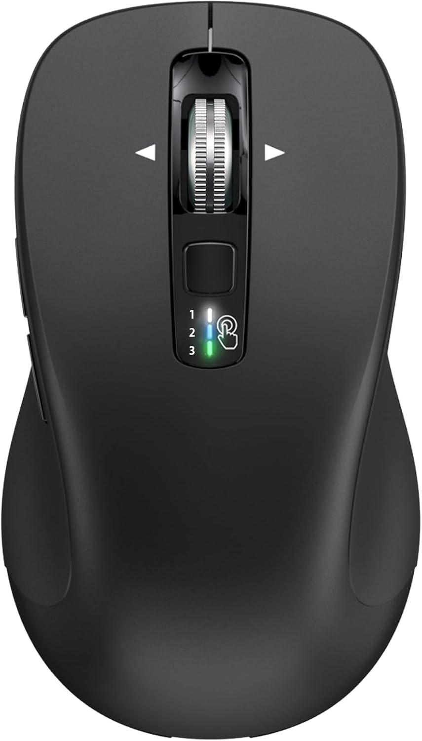 CITLLA Wireless Bluetooth Mouse (USB + BT1 + BT2), Full Size, 4-Way Scrolling, Multi-Device Silent Mouse for Computer, Laptop, iPad, MacBook (Black)