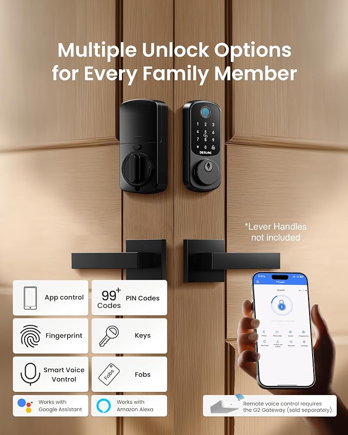 DESLOC B200 Fingerprint Smart Door Lock, Keyless Entry Deadbolt - Image 3